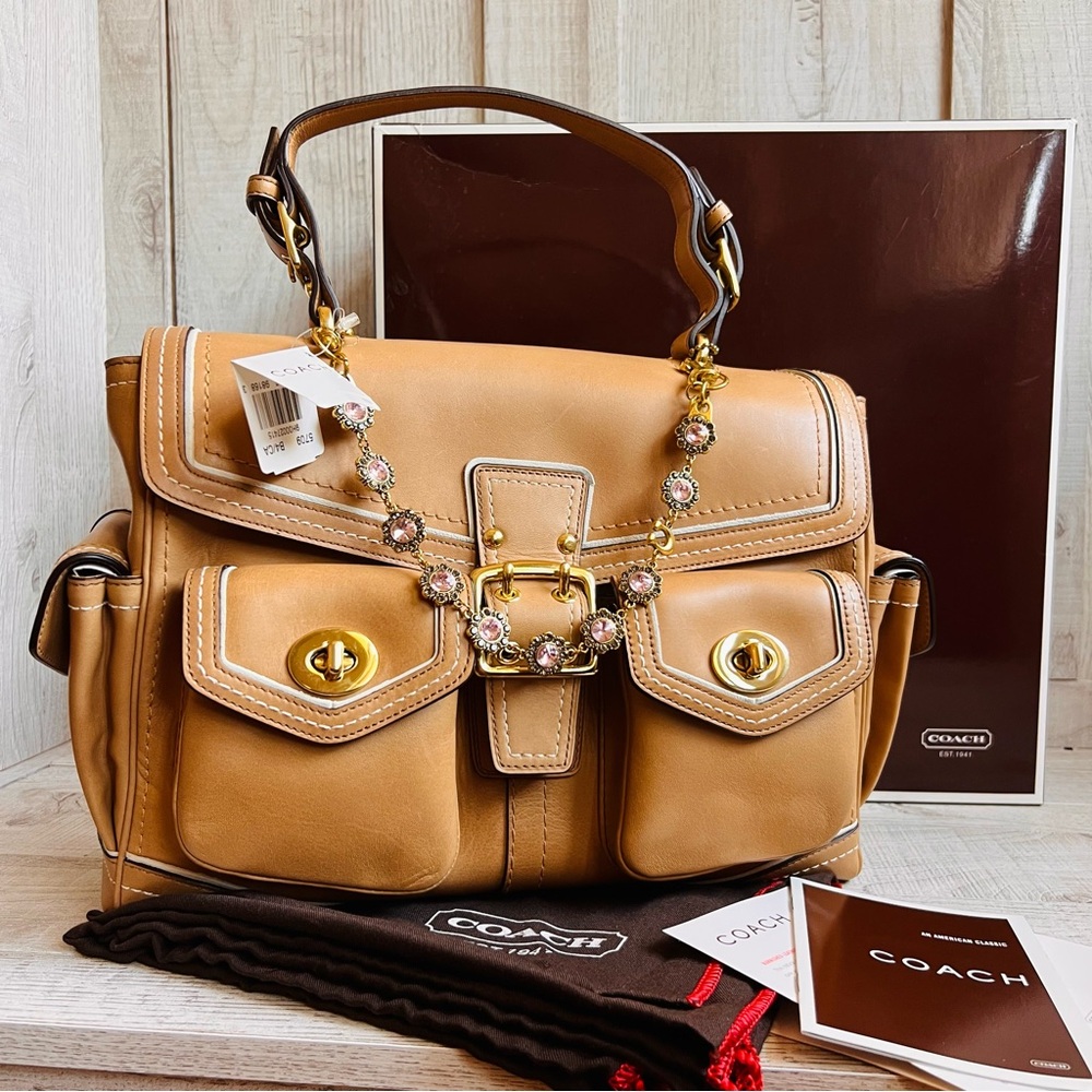 NWT 
Vintage Coach Limited Edition Daphne Caramel Pocket Flap Legacy Satchel
